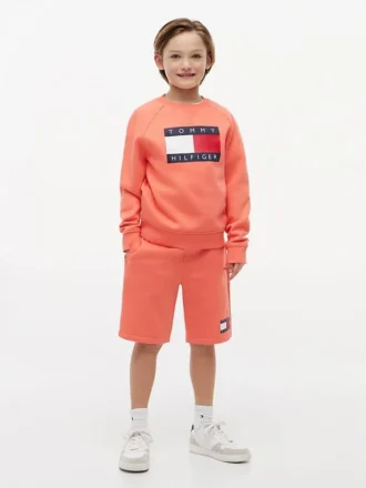 Pantaloncini in felpa con logo bandiera per bambini