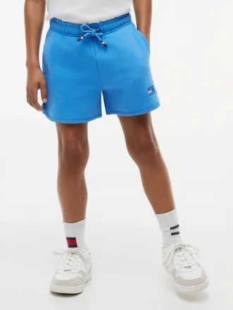 Pantaloncini in felpa con logo bandiera tono su tono per bambini Pantaloncini in felpa con logo bandiera tono su tono per bambini