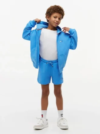 Pantaloncini in felpa con logo bandiera tono su tono per bambini Pantaloncini in felpa con logo bandiera tono su tono per bambini