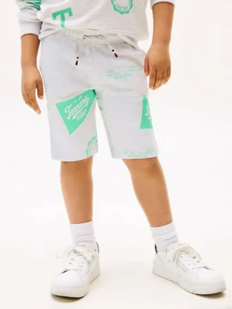Pantaloncini in felpa con logo misto su tutta la superficie per bambini