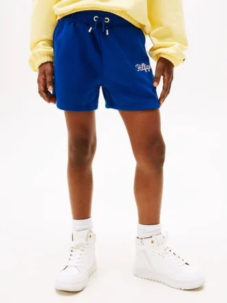 Pantaloncini in felpa con logo ricamato per bambini