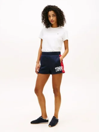 Pantaloncini in felpa con logo Tommy e blocchi di colore