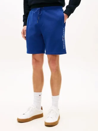 Pantaloncini in felpa con logo Tommy ricamato