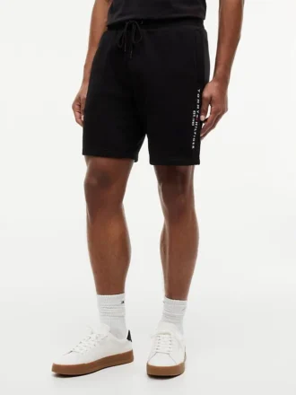 Pantaloncini in felpa con logo Tommy ricamato