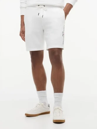 Pantaloncini in felpa con logo Tommy ricamato
