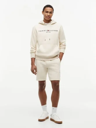 Pantaloncini in felpa con logo Tommy ricamato