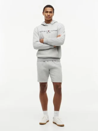 Pantaloncini in felpa con logo Tommy ricamato