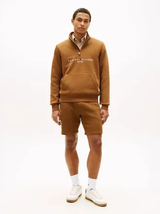 Pantaloncini in felpa con logo Tommy ricamato