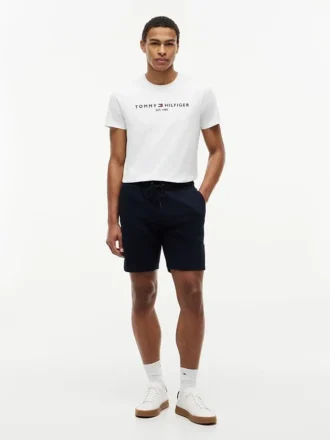 Pantaloncini in felpa con logo Tommy ricamato