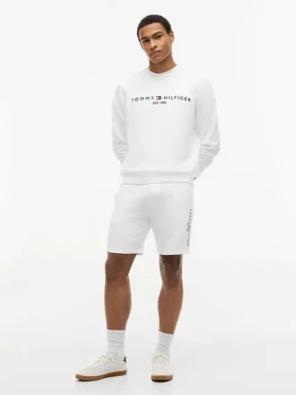 Pantaloncini in felpa con logo Tommy ricamato