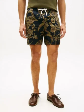 Pantaloncini in lino con stampa tropicale