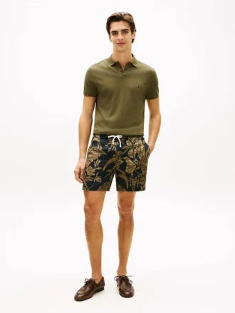 Pantaloncini in lino con stampa tropicale