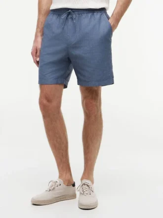 Pantaloncini in misto cotone e lino con vestibilità regolare da 7″