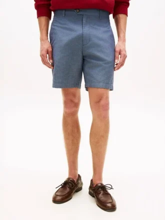 Pantaloncini in misto cotone e lino con vestibilità regolare da 7″