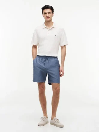 Pantaloncini in misto cotone e lino con vestibilità regolare da 7″