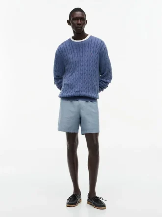 Pantaloncini in misto cotone e lino con vestibilità regolare da 7″
