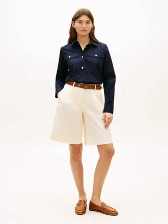 Pantaloncini in popeline plissettato