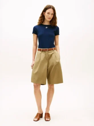 Pantaloncini in popeline plissettato Pantaloncini in popeline plissettato
