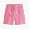 Pantaloncini in seersucker a quadretti con cintura Pantaloncini in seersucker a quadretti con cintura