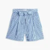 Pantaloncini in seersucker a quadretti con cintura Pantaloncini in seersucker a quadretti con cintura