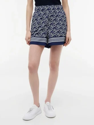 Pantaloncini in voile con monogramma script all-over