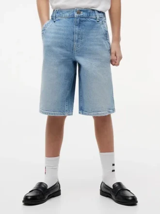 Pantaloncini larghi in denim stile marinaro per bambini