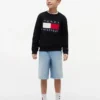 Pantaloncini larghi in denim stile marinaro per bambini Pantaloncini larghi in denim stile marinaro per bambini