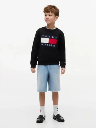 Pantaloncini larghi in denim stile marinaro per bambini