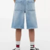 Pantaloncini larghi in denim stile marinaro per bambini Pantaloncini larghi in denim stile marinaro per bambini