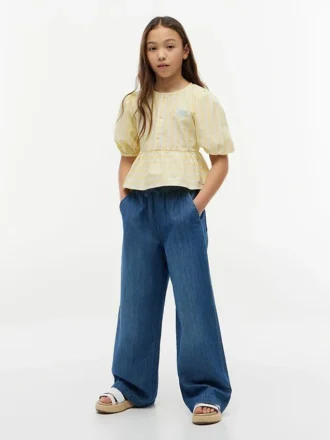 Pantaloni a gamba larga in chambray per bambini