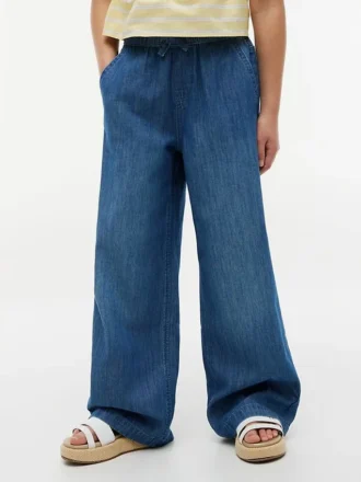 Pantaloni a gamba larga in chambray per bambini