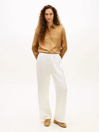 Pantaloni a gamba larga in raso elasticizzato