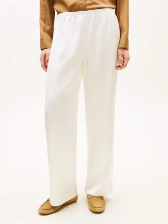 Pantaloni a gamba larga in raso elasticizzato