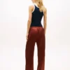 Pantaloni a gamba larga in raso elasticizzato Pantaloni a gamba larga in raso elasticizzato