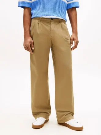 Pantaloni a pieghe dal taglio ampio in tessuto Paper-Touch