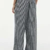 Pantaloni a vita elastica in misto lino a quadretti Pantaloni a vita elastica in misto lino a quadretti