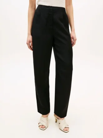Pantaloni a zampa in misto lino sartoriali
