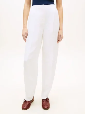 Pantaloni a zampa in misto lino sartoriali