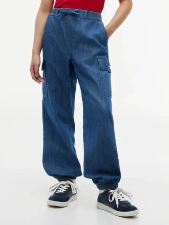 Pantaloni cargo jogger in chino elasticizzato per bambini