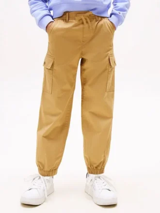Pantaloni cargo jogger in chino elasticizzato per bambini