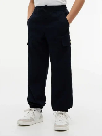 Pantaloni cargo jogger in chino elasticizzato per bambini