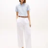 Pantaloni chino a zampa in twill a pieghe