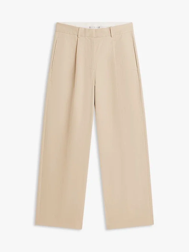Pantaloni chino a zampa in twill a pieghe Pantaloni chino a zampa in twill a pieghe