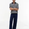 Pantaloni chino utility in misto cotone-lino