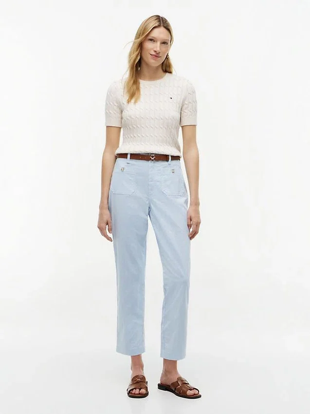 Pantaloni con tasche in cotone elasticizzato Pantaloni con tasche in cotone elasticizzato
