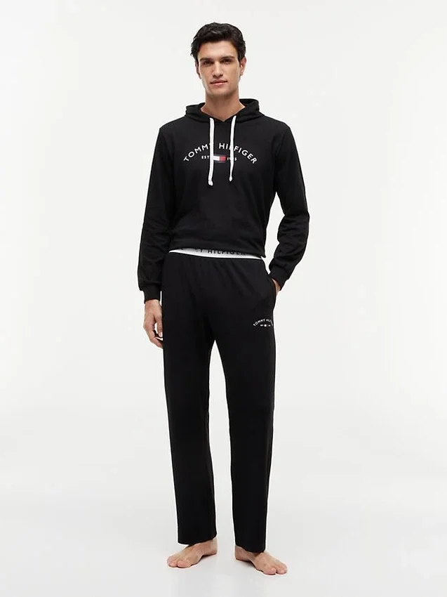 Pantaloni da notte in piqué con logo Hilfiger Pantaloni da notte in piqué con logo Hilfiger