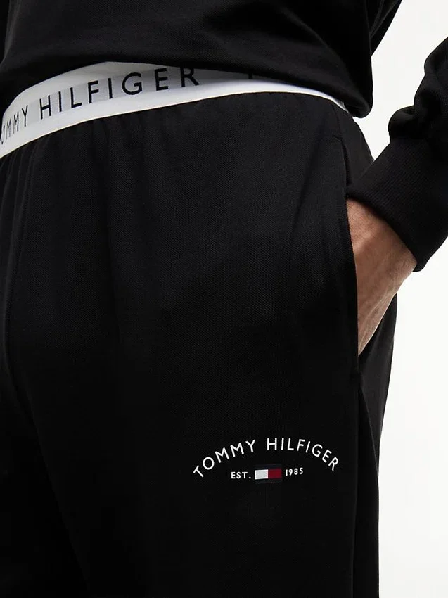 Pantaloni da notte in piqué con logo Hilfiger Pantaloni da notte in piqué con logo Hilfiger