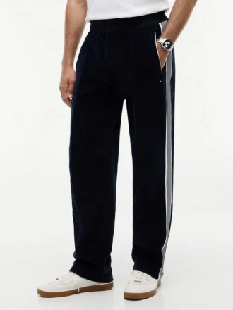 Pantaloni da tuta in velluto con monogramma