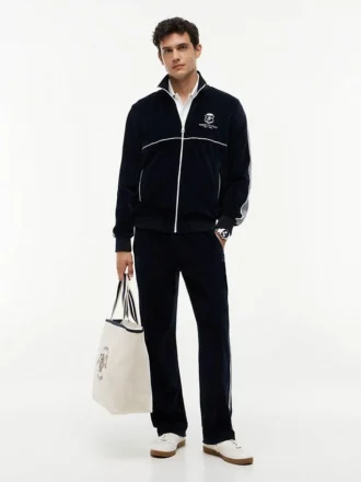 Pantaloni da tuta in velluto con monogramma