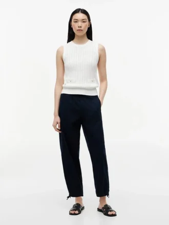 Pantaloni elasticizzati in misto lino e cotone